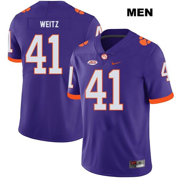 Men's Clemson Tigers #41 Jonathan Weitz Stitched Purple Legend Authentic Nike NCAA College Football Jersey CJG0446IN